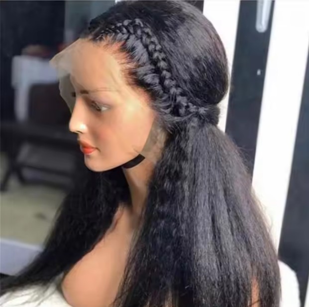 Bulk Sale human hair kinky straight 13*6 lace front wigs black 6-n-10-h