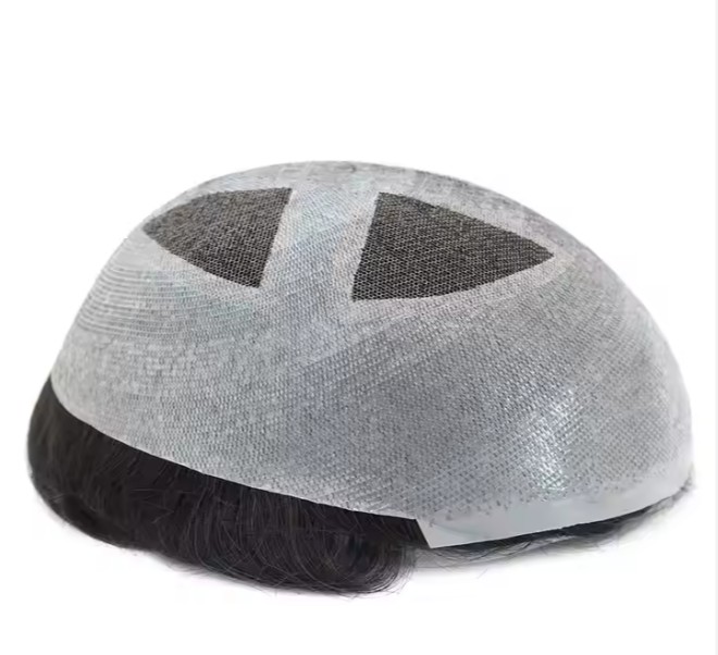 bulk sale 100% human hair lace and pu toupee 6*8 toupee Tp-pst-n-h