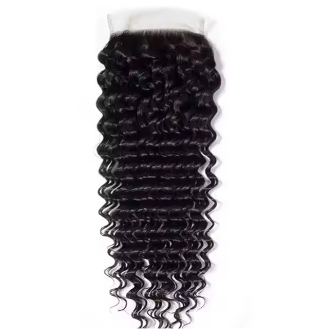 Supplier customized human hair 5*5 lace closures deep wave black HE-C-55-n-2-H