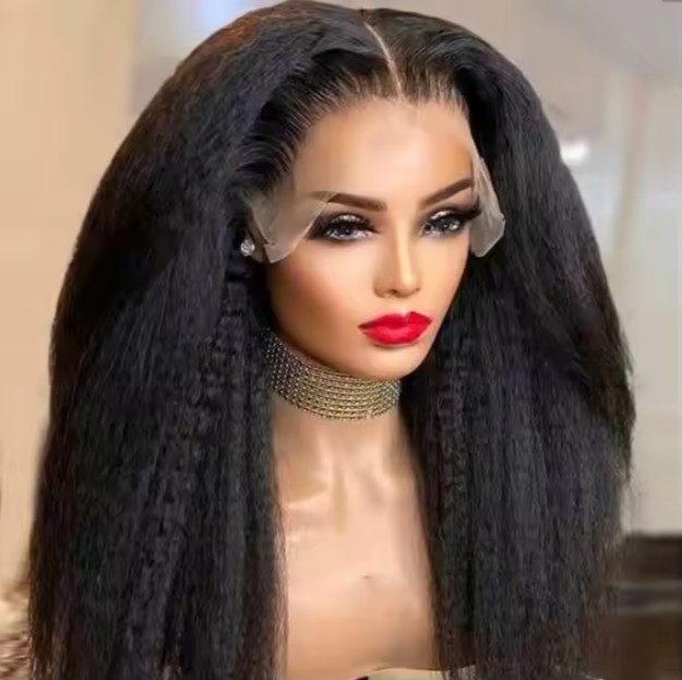 Wholesale Virgin hair wigs 13*4 lace wigs kinky straight wigs natural color 4-n-10-h