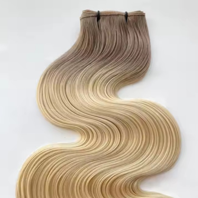 High Quality custom human Hair Extensions Genius Weft light color HE-WT-L-1-H