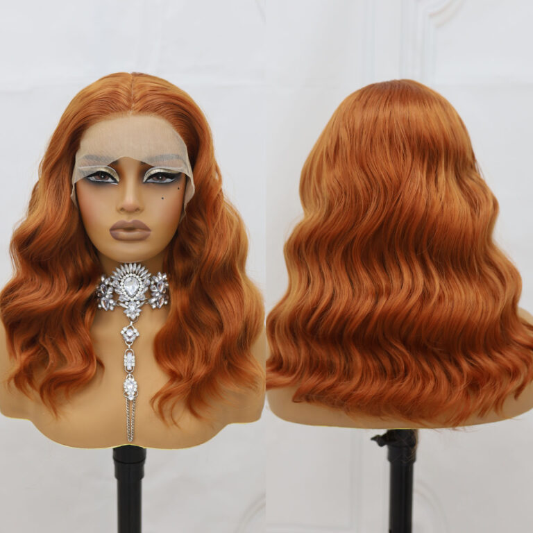 factory customized Synthetic hair wigs 13×4 lace front orange wigs 4-130C-2-S