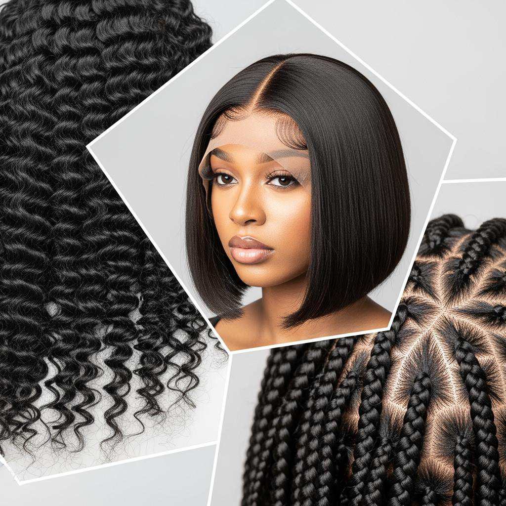 Black Women's Wigs Wholesale in the USA trend styles collage