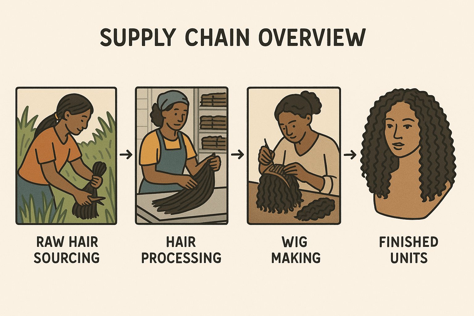 Top Manufacturers of Kinky Curly Human Hair Wigs for U.S. Distributors supply chain overview