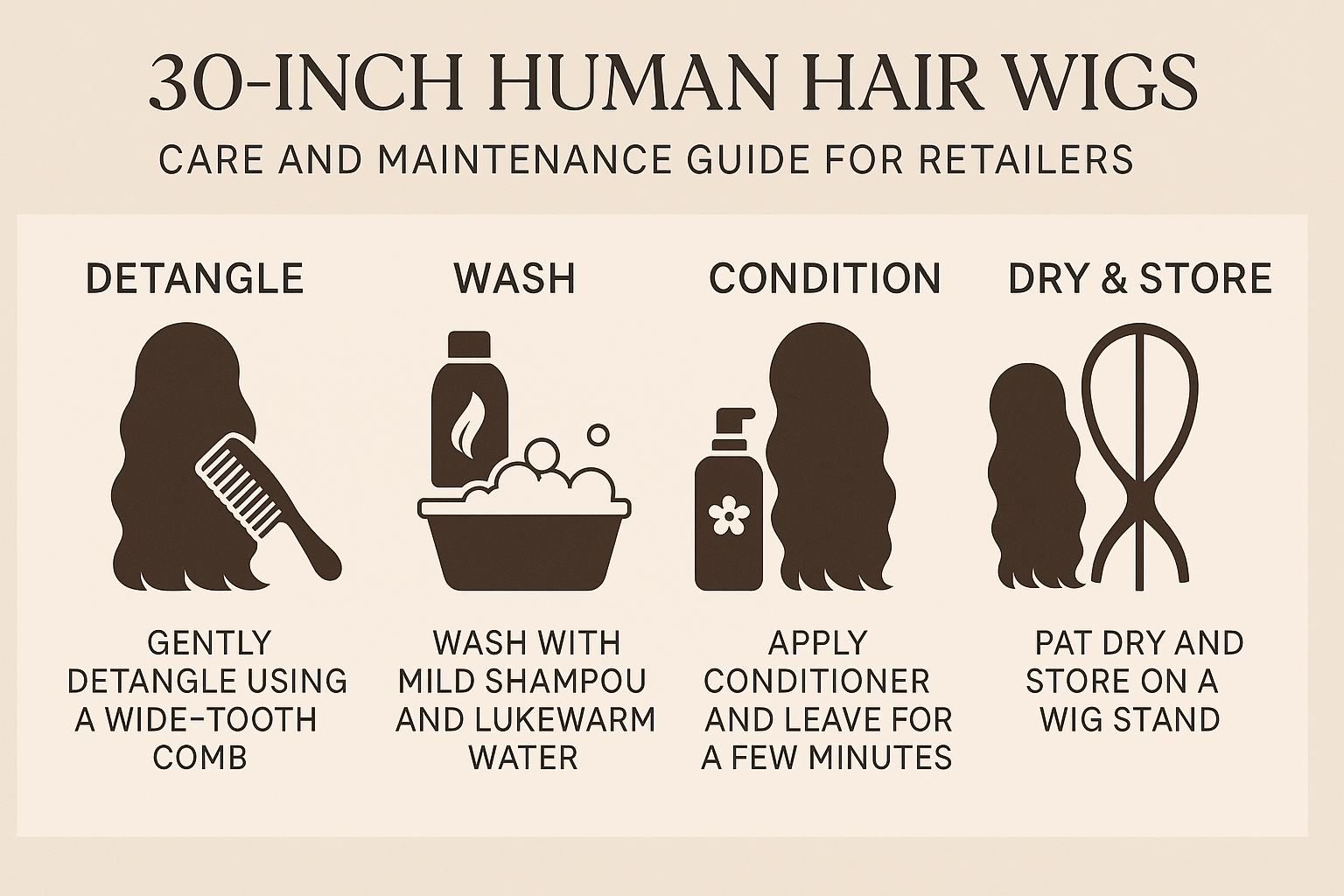 30 Inch Human Hair Wigs care and maintenance guide for retailers