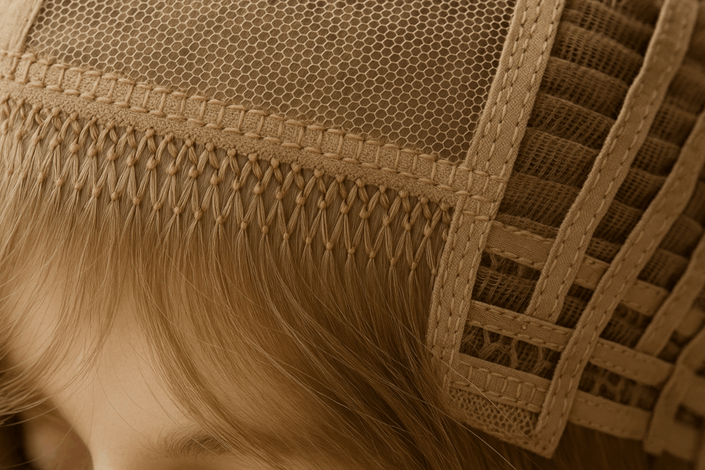 short blonde human hair wigs lace and cap details