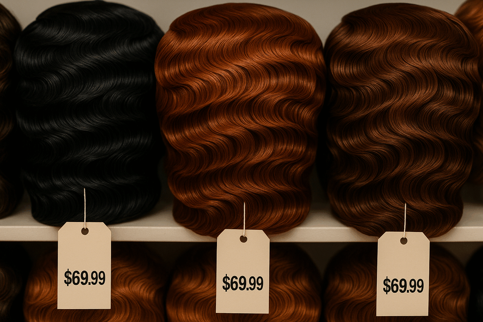  Maximizing Profits by Selling Finger Wave Human Hair Wigs in Bulk pricing tiers on display
