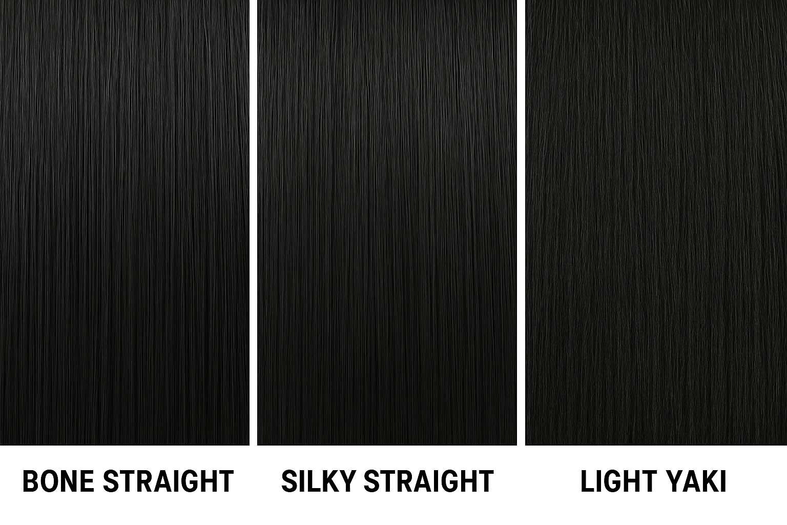 Straight Hair Human Wigs texture comparison