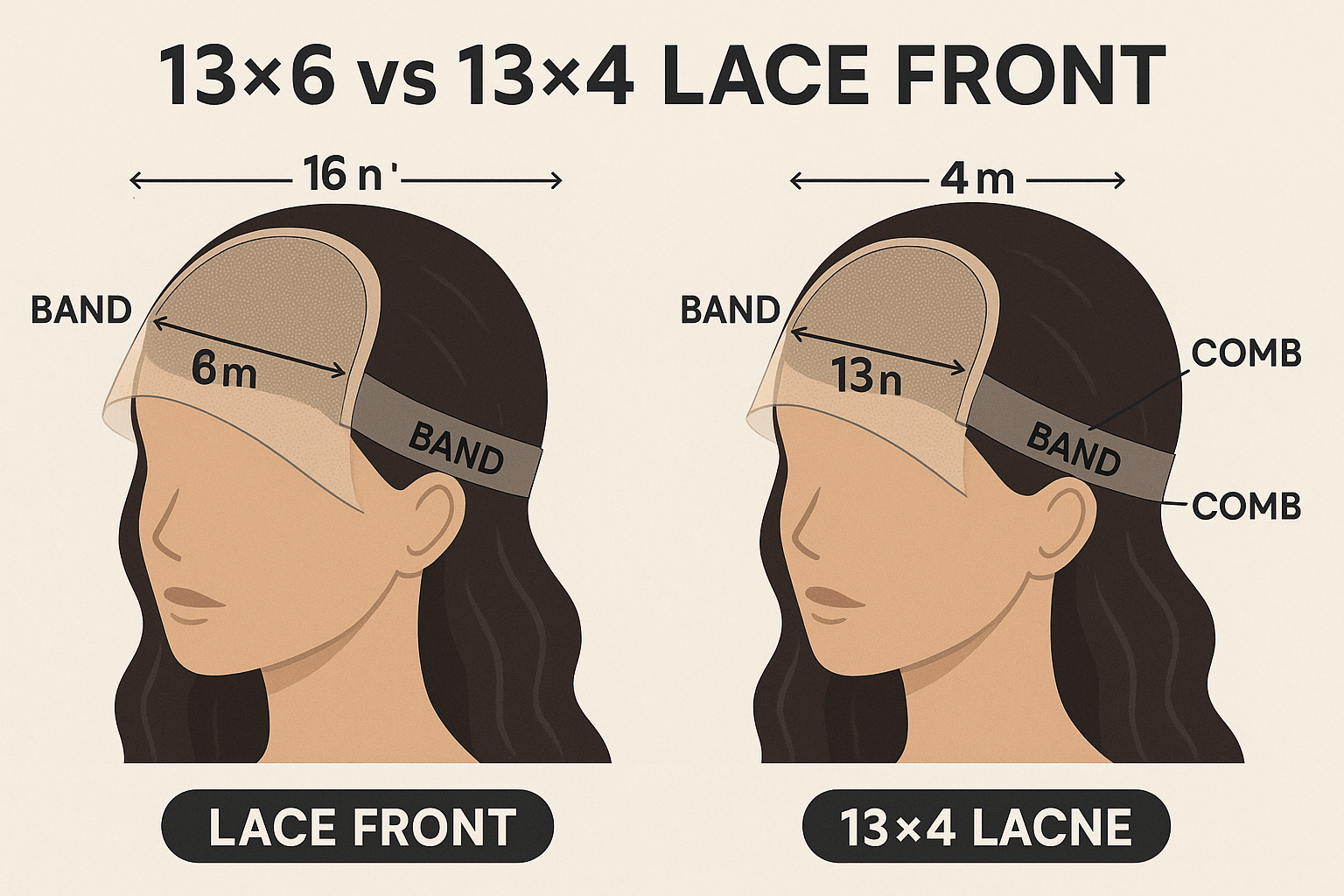 Customizable Lace Front Blonde Wigs cap construction diagram