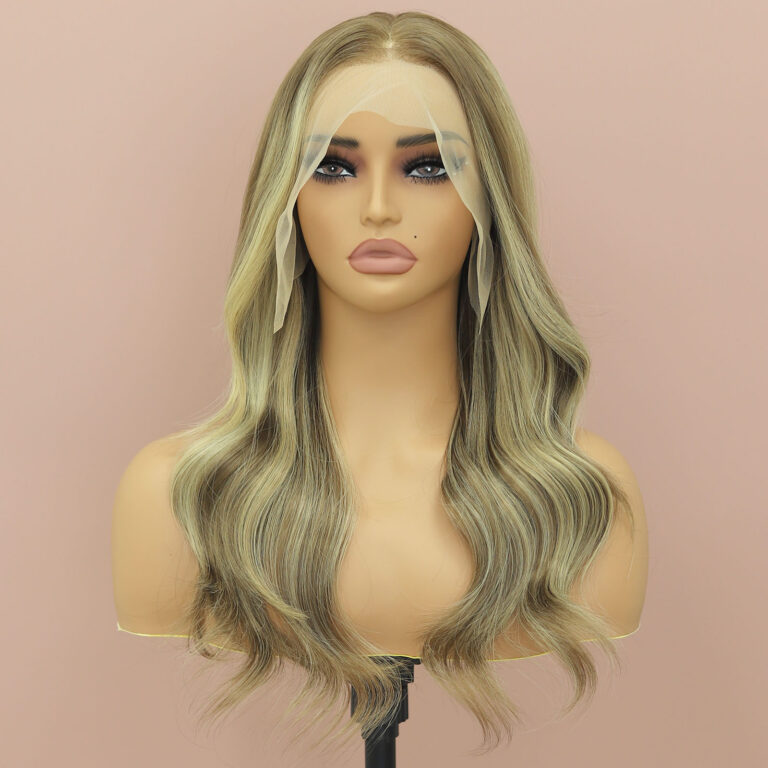 factory customized Synthetic hair wigs 13×4 lace front body wave blonde wigs 4-BOX003-7-S