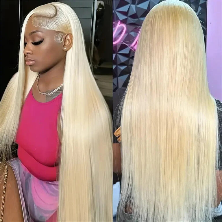 Bulk Sale customized  human wigs silk straight blonde color 13×4 Lace Front 4-613-8-h