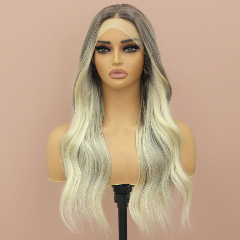 bulk sale customized synthetic wigs 13×4 Lace front wigs body wave light blonde mixed brown wigs 4-bBR-1-S