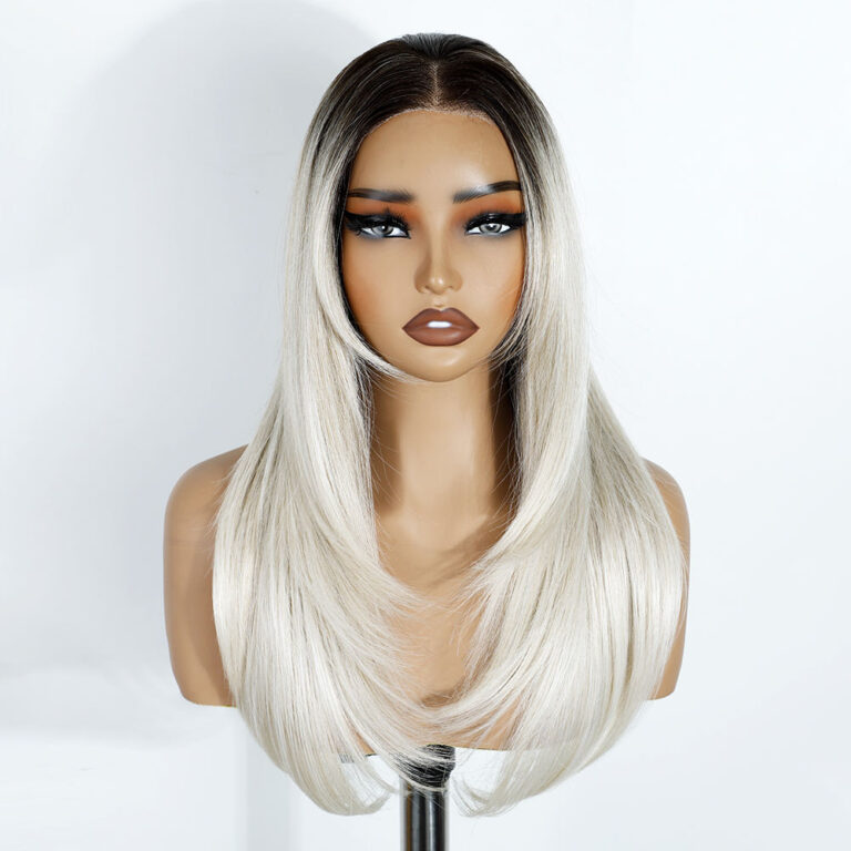Wholesale High Quality Premium Fiber Heat Resistant Inner Buckle Cute Straight 13×4 HD Lace Glueless Wig Synthetic Lace Front Wigs