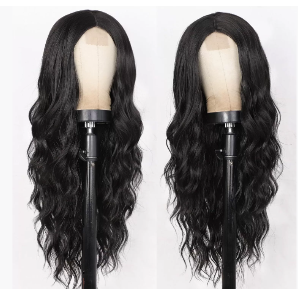 Black wavy hair displayed by a top-quality virgin hair wig wholesaler