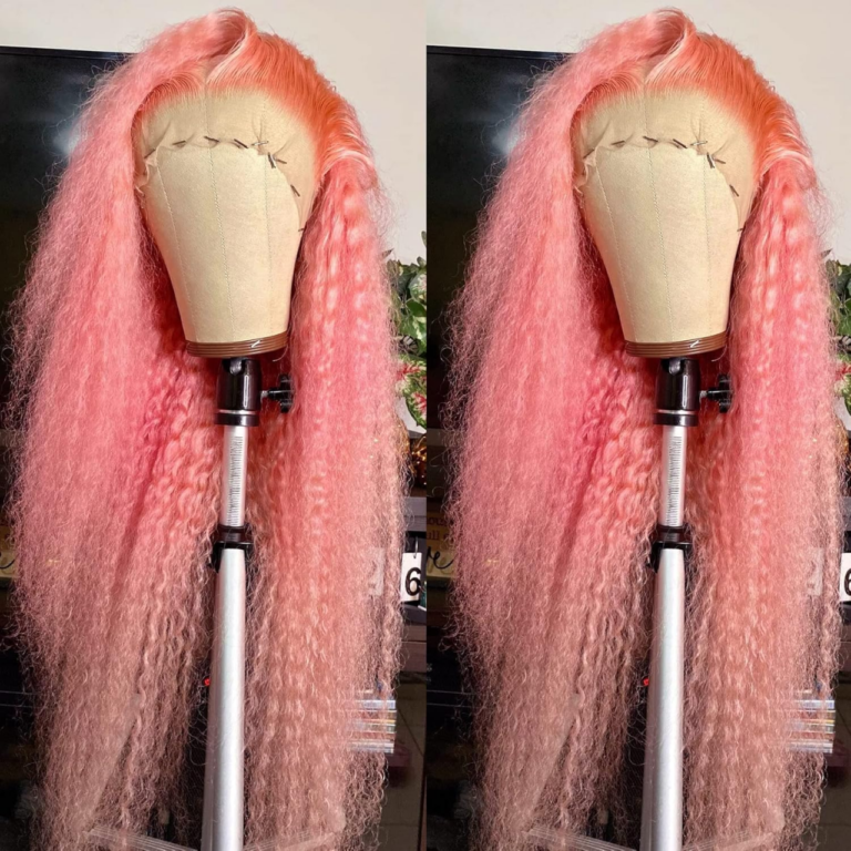 Pink Wig, Pink Lace Front Wigs Deep Wave Curly Glueless Lace Wig for Women Synthetic Wigs Pre Plucked Natural Hairline with Baby Hair Pink Color Cosplay Wigs