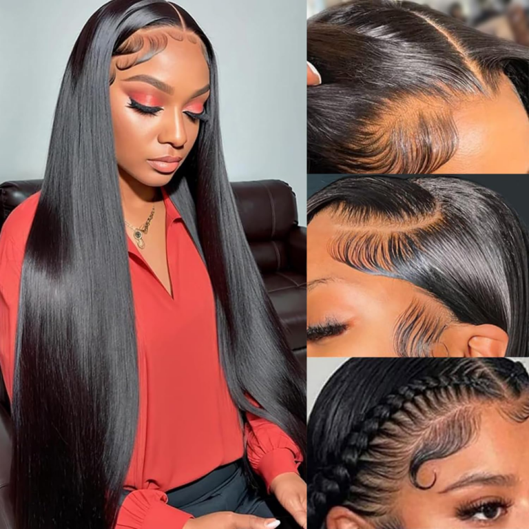 32 Inch Lace Front Wigs for Black Women, Glueless Lace Front Wig Straight Hair with Pre Plucked Natrural Hairline and Baby Hair for Women (Straight-Black Lace Front Wigs 32”)