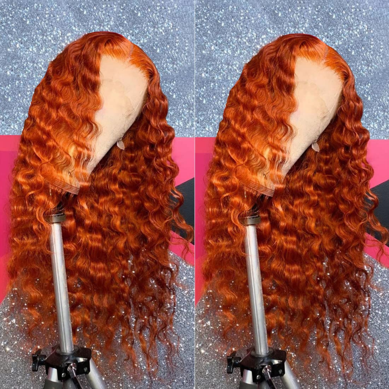 Ginger Lace Front Wigs for Women Long Loose Curly Wave Orange Lace Wigs for Black Women (Ginger lace front wig 24″)
