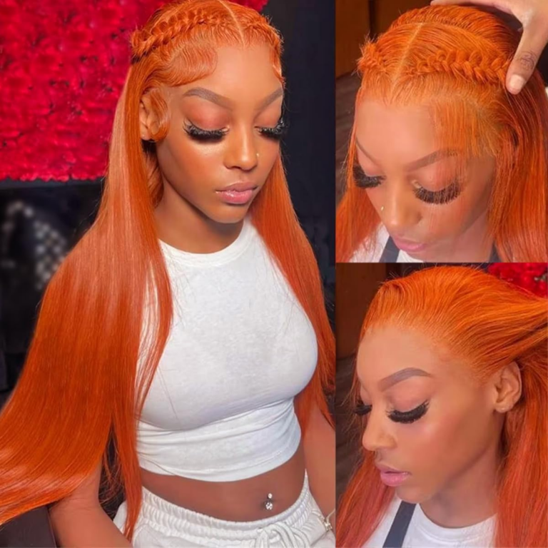  Ginger Orange Wig 13×4 Lace Front Wigs 26 Inch (Straight-Orange Lace Front Wig)
